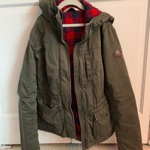 Army Green and Plaid Winter Jacket
